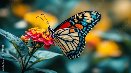 Detailed view of a vibrant butterfly perched on a flower perfect for nature-inspired wallpapers