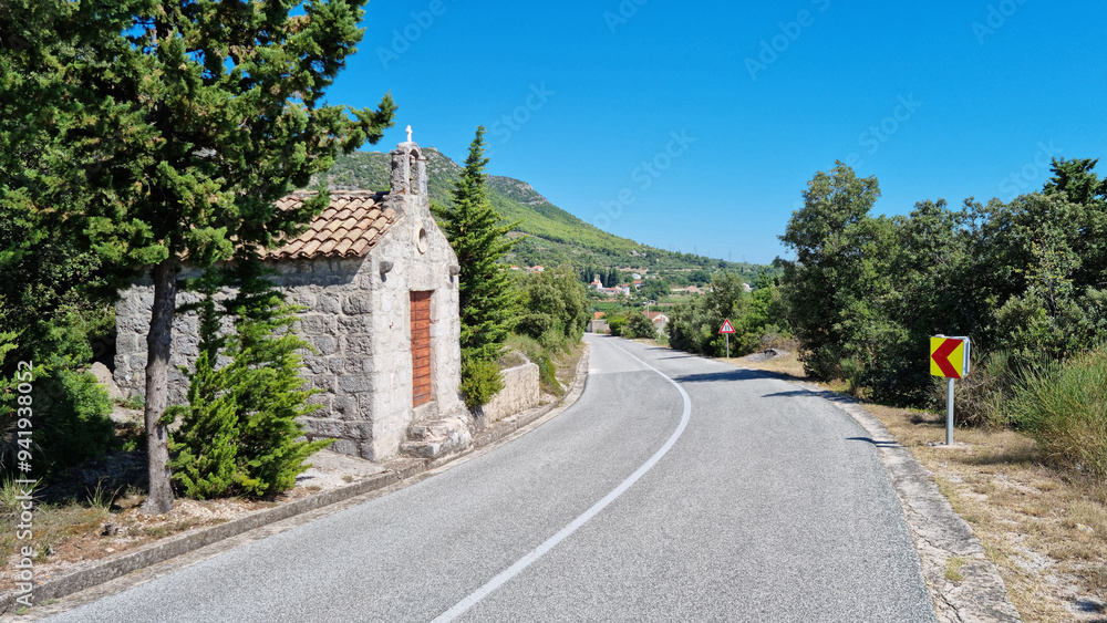 Front view of Church of St. Peter and Paul near the village of Boljenovici on the Peljesac Peninsula, Croatia Front view of Church of St. Peter and Paul near the village of Boljenovici on the Peljesac Peninsula, Croatia