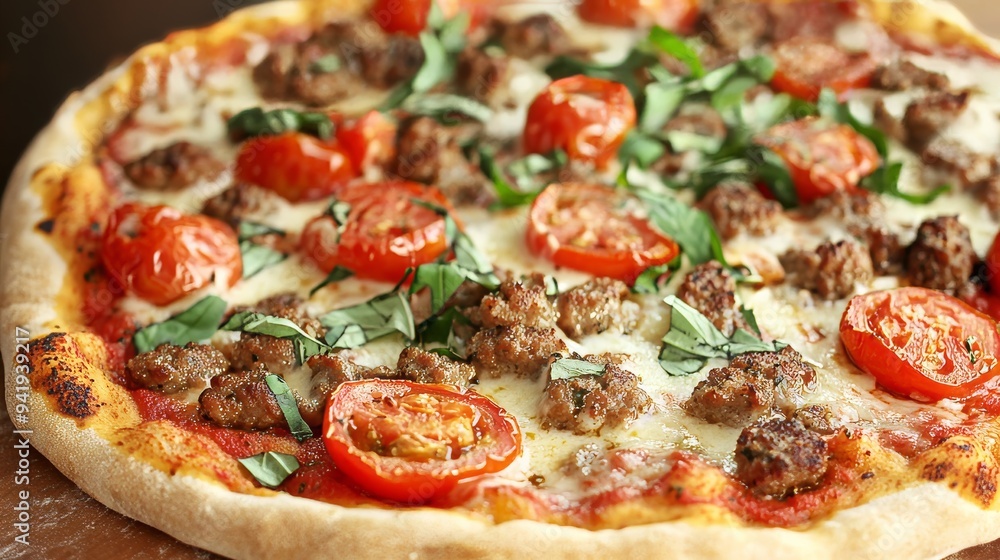 Vertical Sausage and Tomato Pizza Vertical Sausage and Tomato Pizza