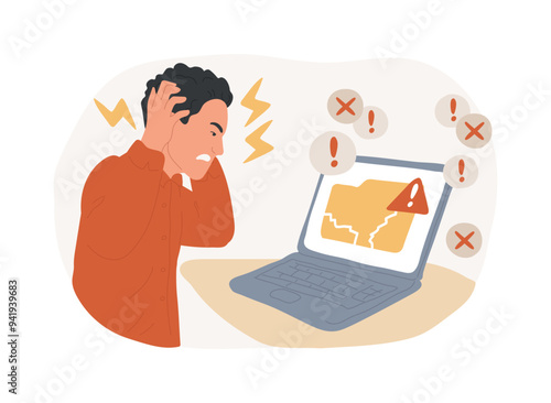 Software problems isolated cartoon vector illustrations.
