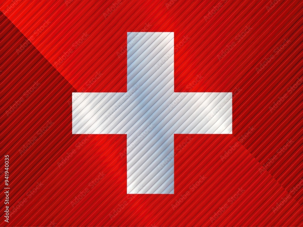 Obraz premium Swiss Precision - Sharp lines, Zurich flag, technical accuracy, geometric, clean