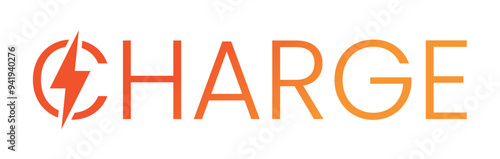 electric charging concept. orange-red charge logo. charge and lightning symbol concept