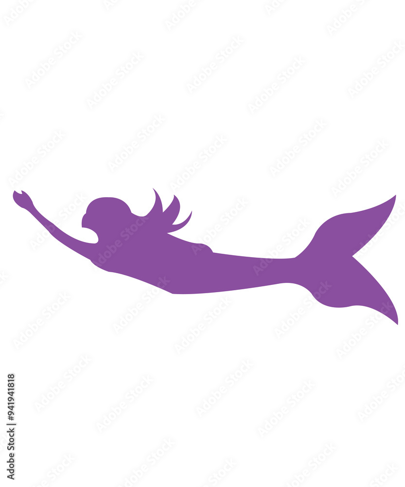 Mermaid clip art design on plain white transparent isolated background for card, shirt, hoodie, sweatshirt, apparel, tag, mug, icon, poster or badge
