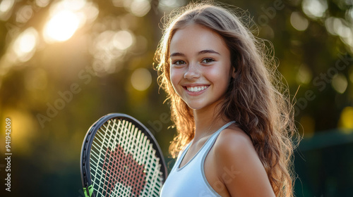 Smiling Tennis Player With Racket