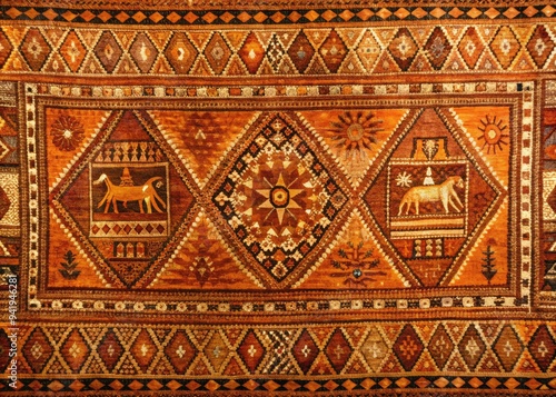 Terracotta Tapestry: Warm, inviting, orange-brown, woven textures, ancient civilizations photo