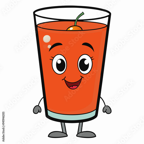 glass of tomato juice vector