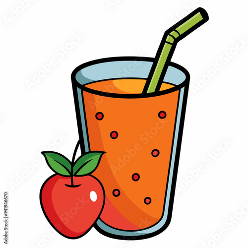 glass of tomato juice vector