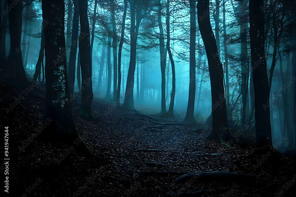 Naklejka premium Spooky Forest Halloween Scary