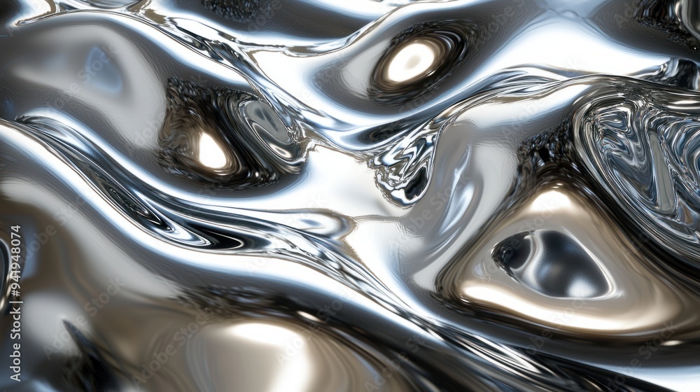 Liquid Metal Elegance - Stunning 3D Chrome Effect Rendering Liquid Metal Elegance - Stunning 3D Chrome Effect Rendering