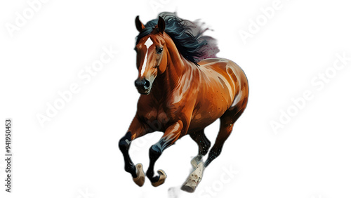 Abstract colorful horses running illustration, wild equestrian artwork, speed. photo