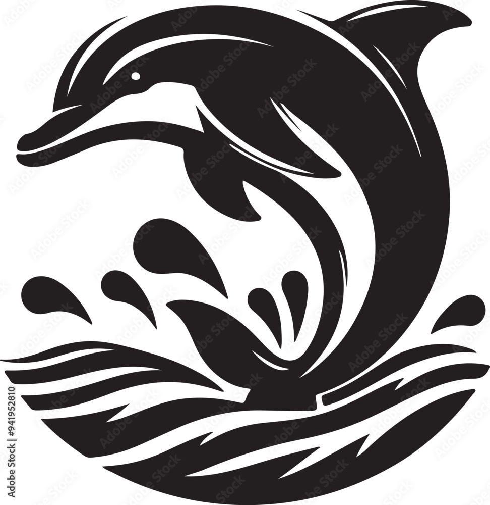 dolphin silhouette vector style with white background
