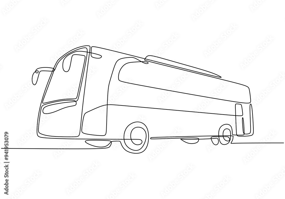 Public Bus One Line Drawing. Minimalist line art of a bus in a single line style. Public Bus One Line Drawing. Minimalist line art of a bus in a single line style.