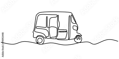 Van One Line Art. Continuous line drawing of a van for design projects.