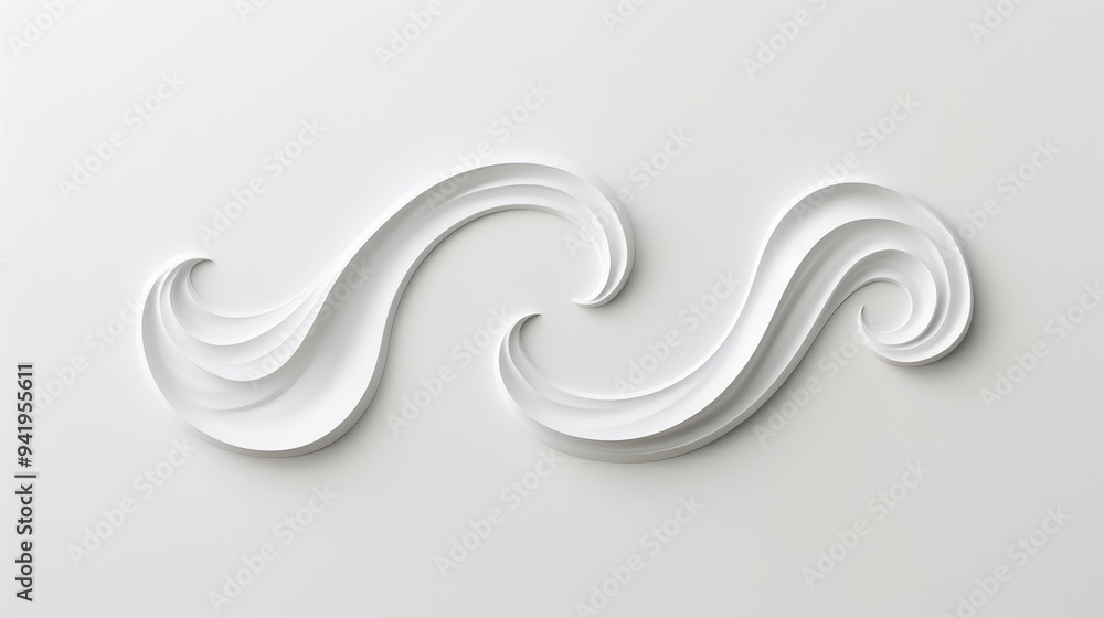 A white wave-like design that is curved and has a lot of detail A white wave-like design that is curved and has a lot of detail