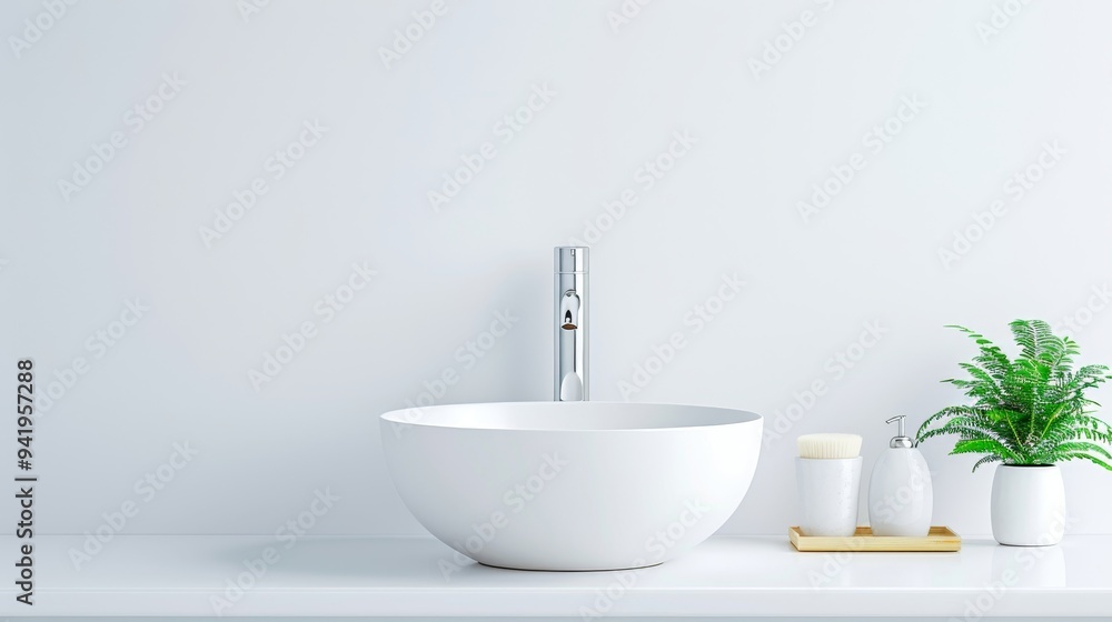 A white bathroom with a large bathtub and a potted plant A white bathroom with a large bathtub and a potted plant