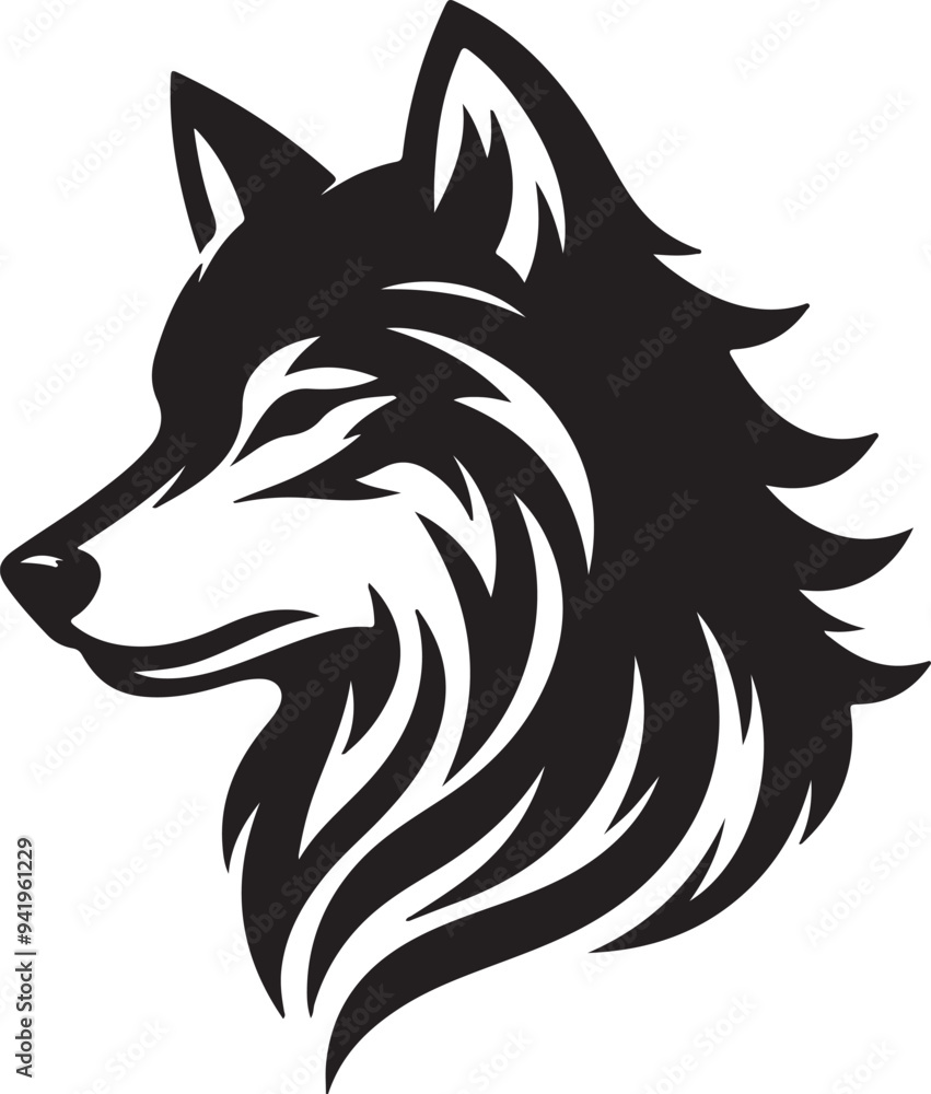Wolf silhouette vector style with White Background Wolf silhouette vector style with White Background