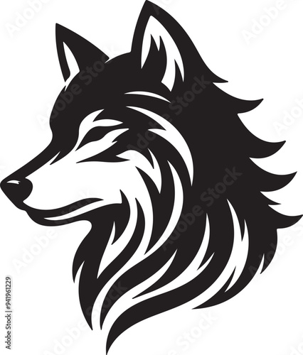 Wolf silhouette vector style with White Background