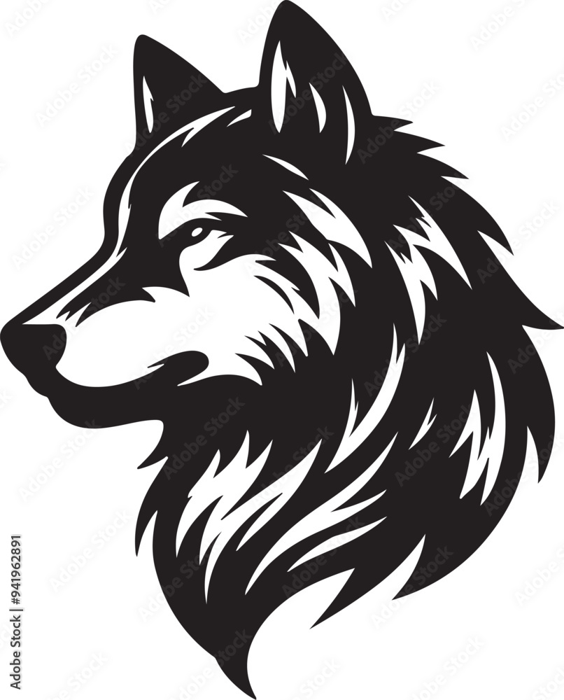 Naklejka premium Wolf silhouette vector style with White Background