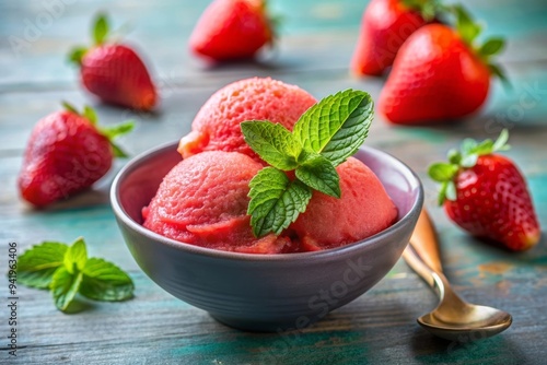 Obraz na płótnie Delicious strawberry sorbet w salonie