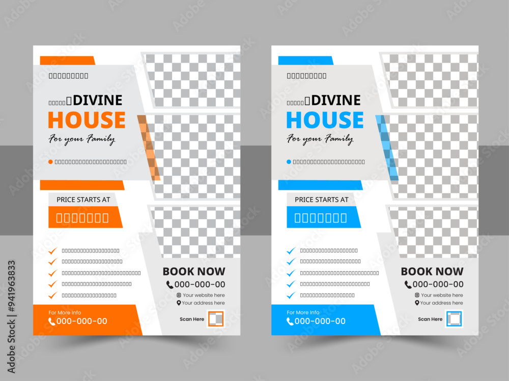 Flyer Design template, Real Estate Flyer Design bundle, property sale flyer design, flyer design for rent, Vector Design., flyer for real estate and property business with 2 color variation template.
Flyer Design template, Real Estate Flyer Design bundle, property sale flyer design, flyer design for rent, Vector Design., flyer for real estate and property business with 2 color variation template.
