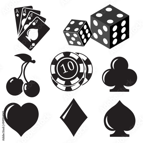 casino icons on white background 