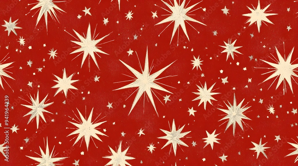 Silver Stars on Red Background, Abstract Image, Texture, Pattern, Wallpaper, Cover and Screen of Smartphone, Cell Phone, Computer, Laptop, 9:16 and 16:9 Format