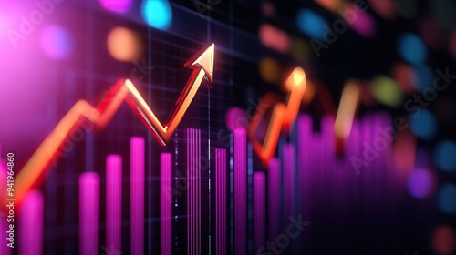 Wallpaper Mural Vibrant graph indicating financial growth with colorful lines and bars, ideal for finance and business presentations. Torontodigital.ca