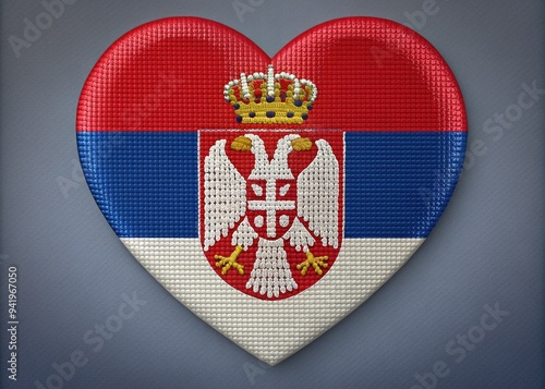 United Heart of Serbia: Intricate heart comprised of the Serbian flag's pattern, highlighting the nation's cohesiveness photo