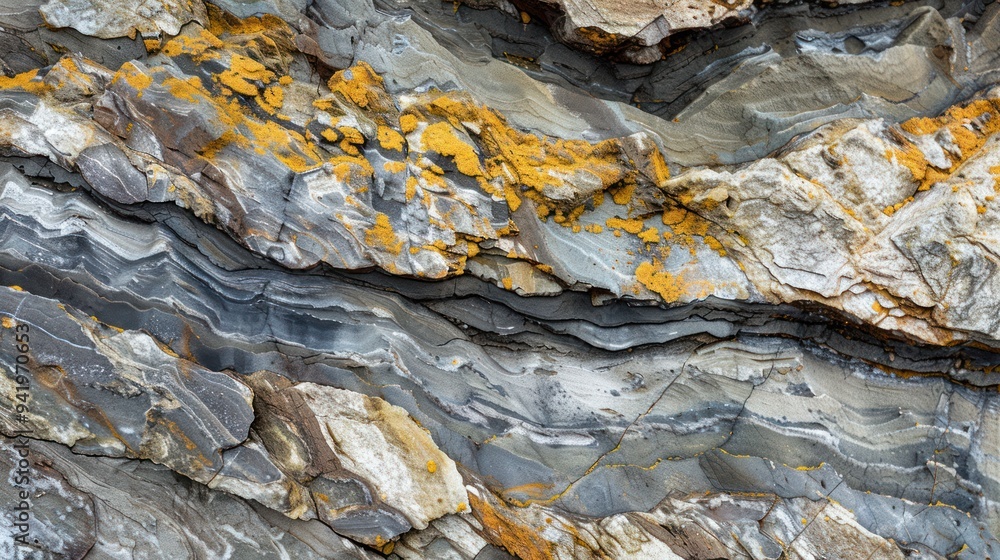 Abstract Rock Formation with Yellow Streaks Abstract Rock Formation with Yellow Streaks