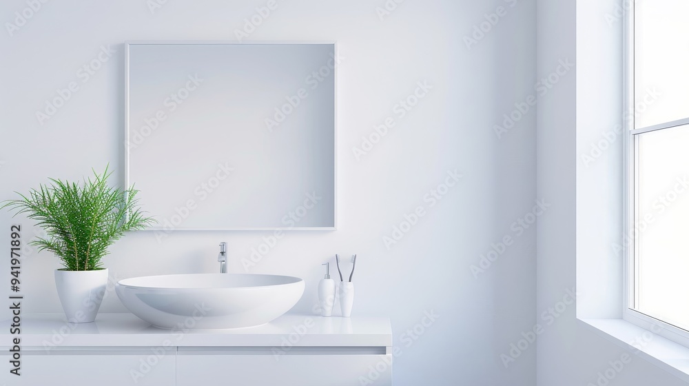 A white bathroom with a large bathtub and a potted plant A white bathroom with a large bathtub and a potted plant