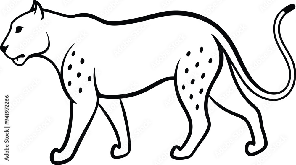 Obraz premium Adorable jaguar line drawings for children’s creative coloring time 