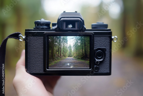 looking through lcd of camera 