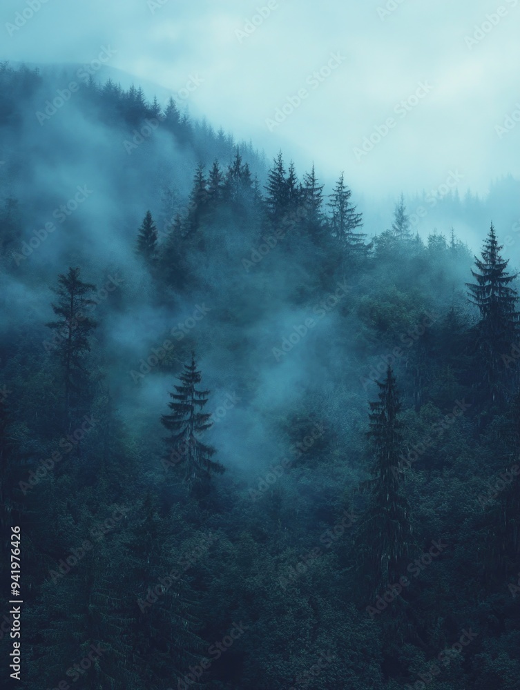 Majestic Misty Mountains at Dusk Majestic Misty Mountains at Dusk