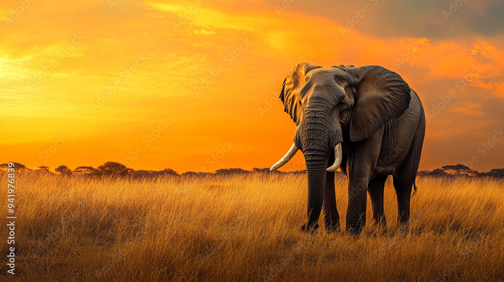 Obraz premium elephant in the sunset