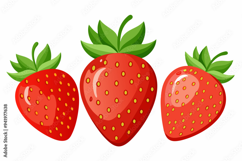 Set of Strawberry fruit Vector style on a White Background