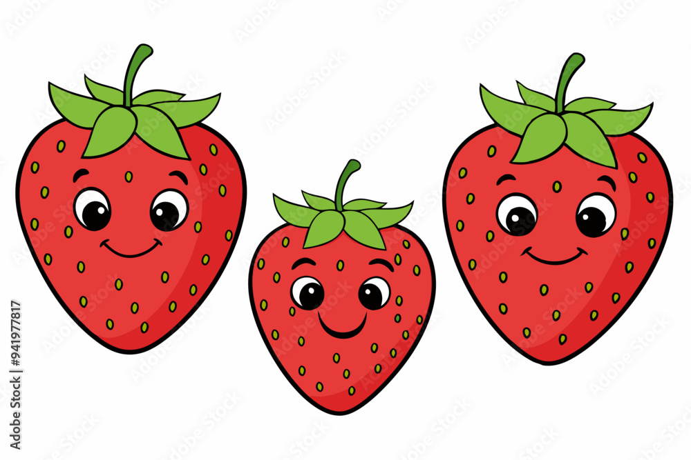 Set of Strawberry fruit Vector style on a White Background Set of Strawberry fruit Vector style on a White Background