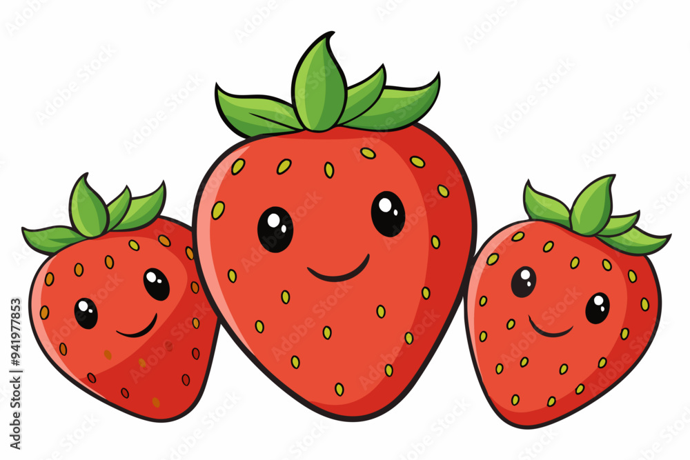 Set of Strawberry fruit Vector style on a White Background Set of Strawberry fruit Vector style on a White Background