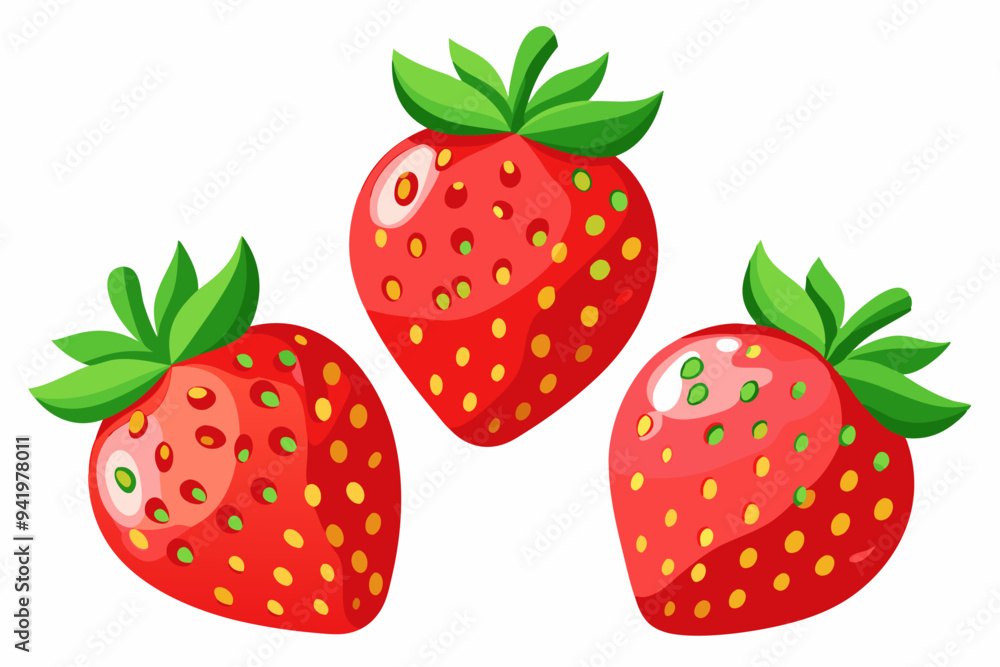 Set of Strawberry fruit Vector style on a White Background Set of Strawberry fruit Vector style on a White Background