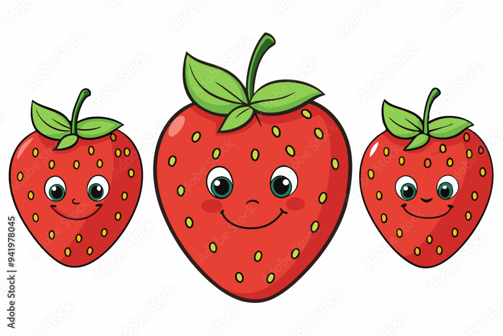 Set of Strawberry fruit Vector style on a White Background Set of Strawberry fruit Vector style on a White Background