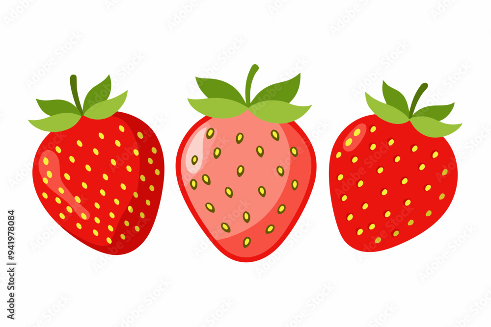Set of Strawberry fruit Vector style on a White Background Set of Strawberry fruit Vector style on a White Background