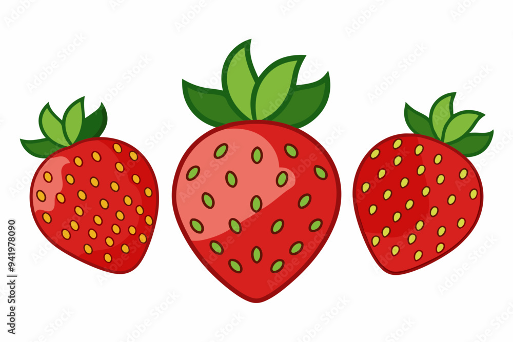 Set of Strawberry fruit Vector style on a White Background Set of Strawberry fruit Vector style on a White Background