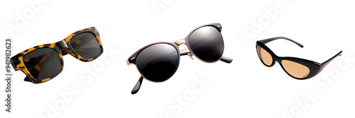 Set of A chic pair of sunglasses isolated on transparent background