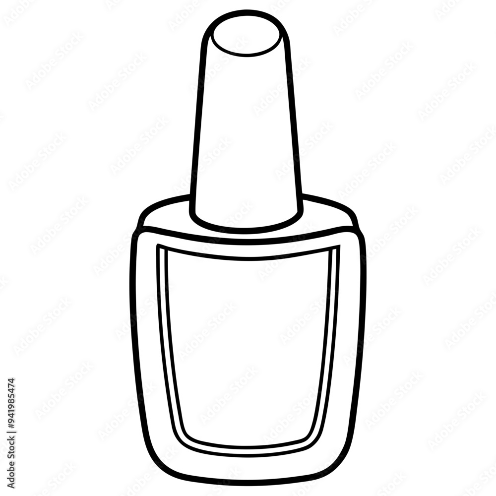 Simple Black-and-White Nail Polish Coloring Page for Kids – Bold Lines, No Extra Shapes, Vector Design Simple Black-and-White Nail Polish Coloring Page for Kids – Bold Lines, No Extra Shapes, Vector Design