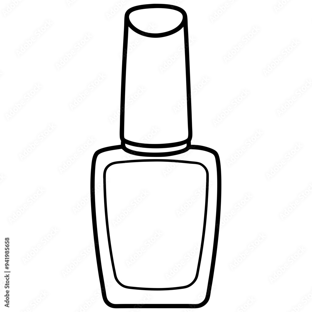 Simple Black-and-White Nail Polish Coloring Page for Kids – Bold Lines, No Extra Shapes, Vector Design Simple Black-and-White Nail Polish Coloring Page for Kids – Bold Lines, No Extra Shapes, Vector Design