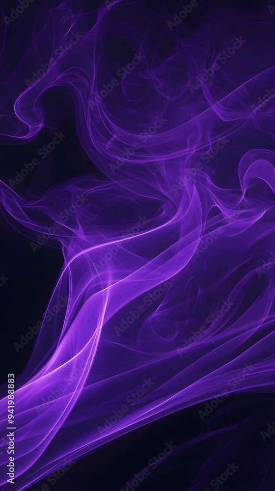 Fototapeta premium Purple Smoke on Black Background, Abstract Image, Texture, Pattern, Wallpaper, Cover and Screen of Smartphone, Cell Phone, Computer, Laptop, 9:16 and 16:9 Format