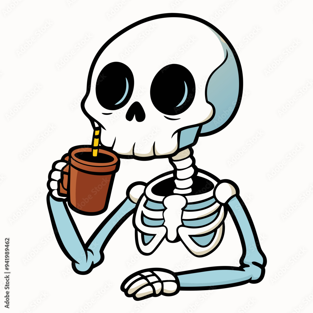 Skeleton Coffee on White Background Vector Design Skeleton Coffee on White Background Vector Design
