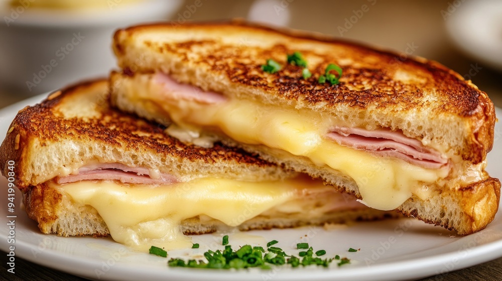 Sandwich with ham and cheese, Monte Cristo style Sandwich with ham and cheese, Monte Cristo style