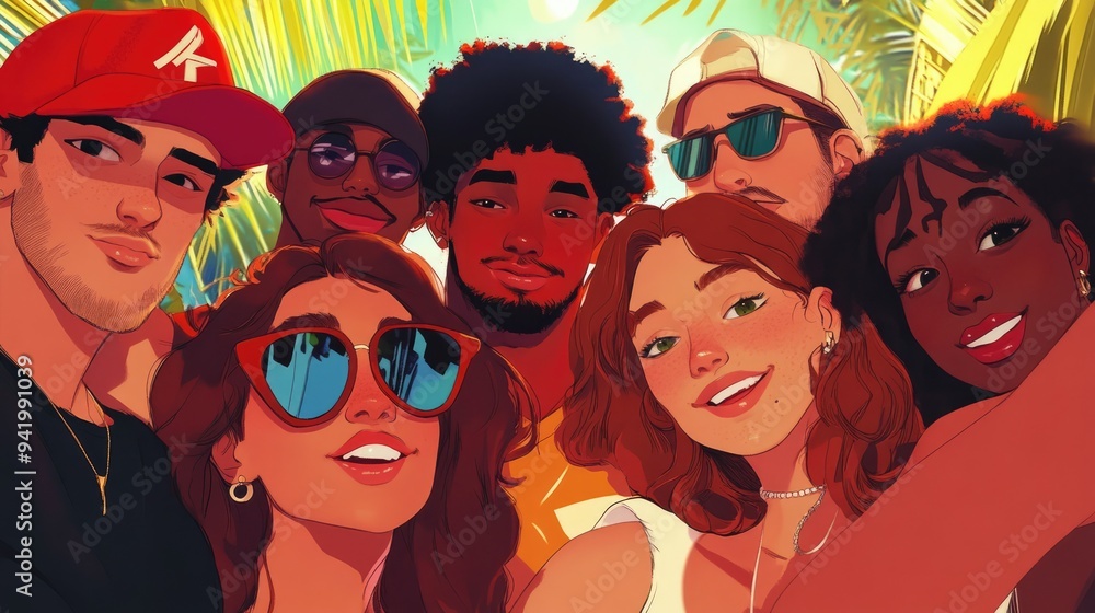 Group Selfie of Friends Smiling for the Camera Group Selfie of Friends Smiling for the Camera