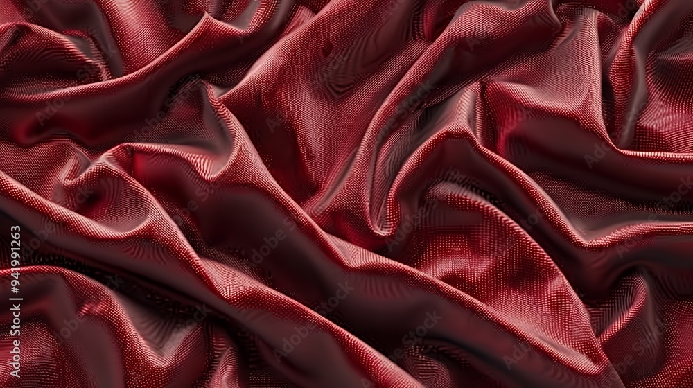 A close-up of luxurious red fabric with intricate folds and textures. A close-up of luxurious red fabric with intricate folds and textures.