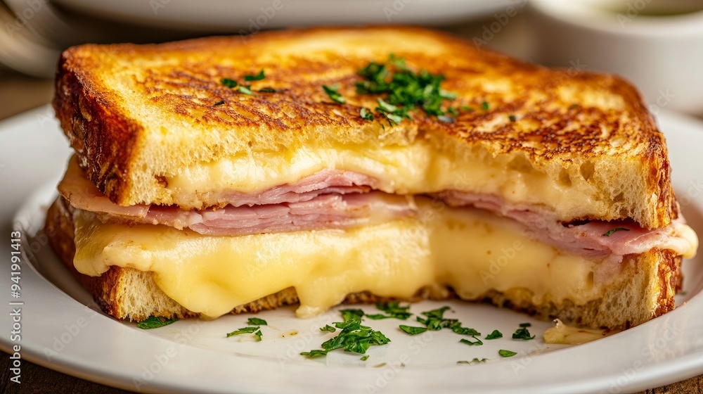 Sandwich with ham and cheese, Monte Cristo style Sandwich with ham and cheese, Monte Cristo style